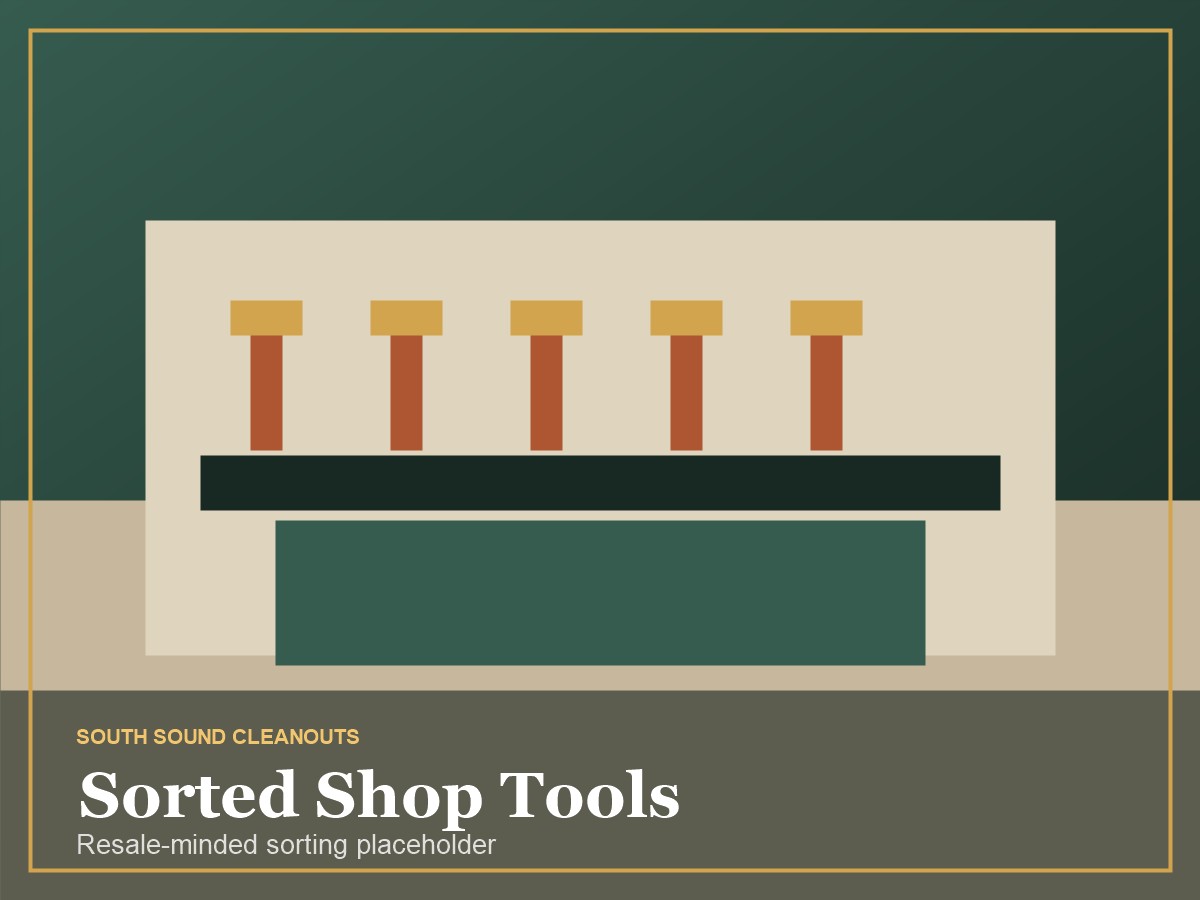 Sorted tools and shop equipment after cleanout
